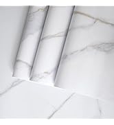 BAYYA White Marble Contact Paper for Kitchen Counter Granite Countertop Peel and Stick Wallpaper ...