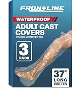 FRONTLINE 3 Pack 100% Waterproof Cast Covers for Shower Leg, Water Tight Seal, Reusable Adult Cas...