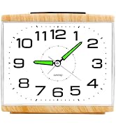 DTKID Alarm Clock Bedside Silent Non Ticking,Large Display Analogue Clock with Night Light,Batter...