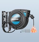 DEWENWILS Extension Cord Reel with Twist-lock Stopper, Brighter Triple Tap Outlet Heavy Duty Powe...