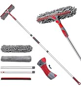 DSV Standard 2-in-1 Window Cleaning Squeegee Kit with 60’’ Extension Pole, Rotatable Bendable Hea...