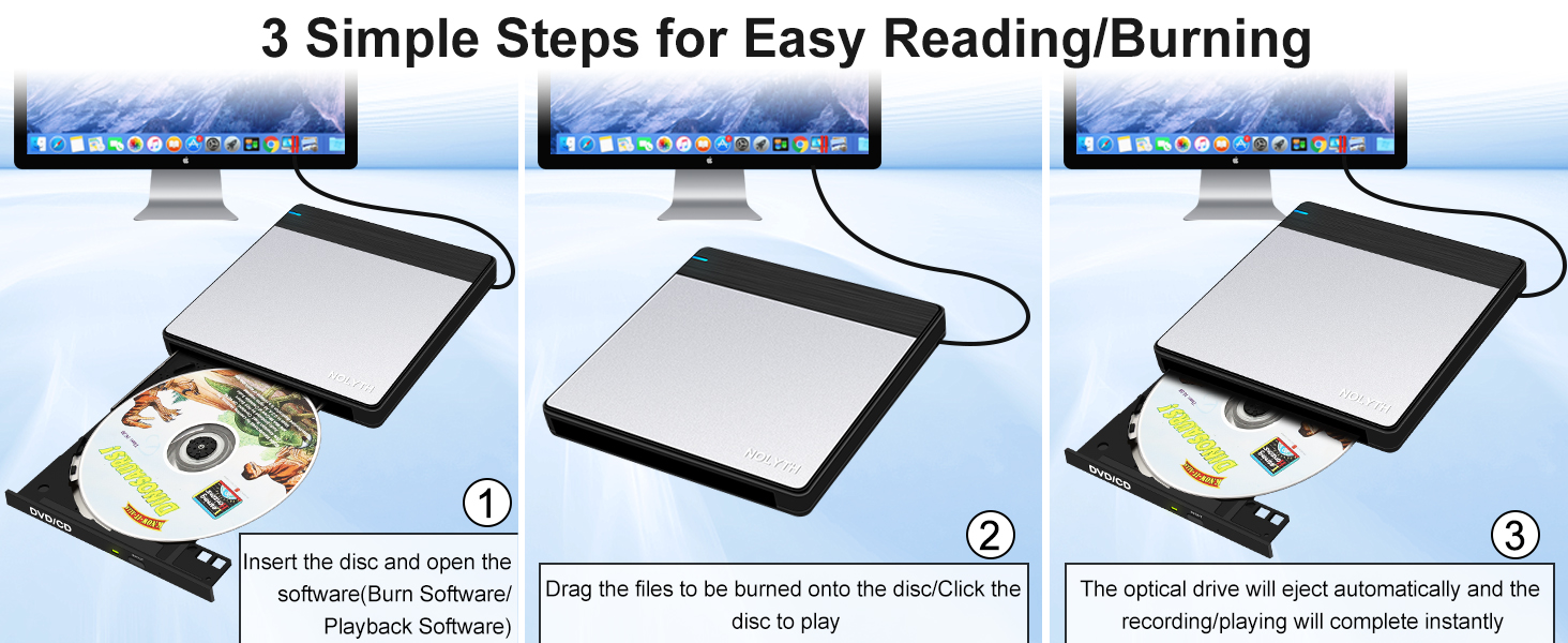 The DVD player for Mac supports reading/burning CDs/DVDs. It only takes 3 simple steps to finish.