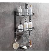 GERUIKE Bathroom Shower Storage Shelf Wall Mount Corner Caddy 2-Tiers Rustproof Aluminum Basket H...