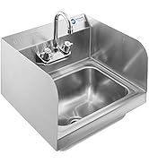 GRIDMANN Commercial NSF Stainless Steel Sink with Faucet & Side Splashes - Wall Mount Hand Washin...