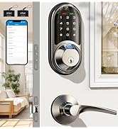 Veise RZ07B Smart Locks for Front Door, 2 Lever Handles, Fingerprint Keyless Entry, App Control B...