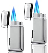Futlidys 2 Pack Mini Torch Lighter Butane Refillable, Double Flame Butane Lighter with Visible Wi...