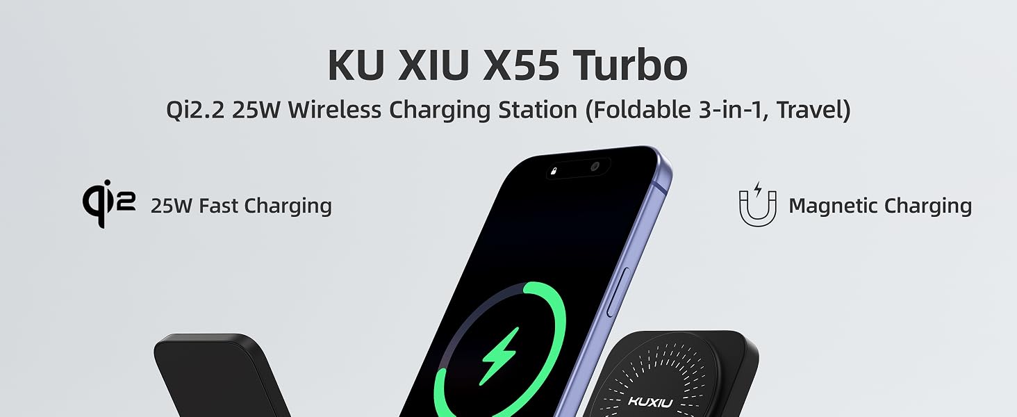 Qi2.2 25W Wireless Charger for Magsafe Foldable 3 in 1 Wireless Charging Station Fast Charger Stand