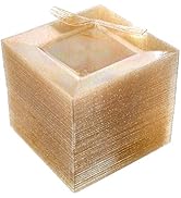 DaYammi 200 Pcs Gold Glitter Dessert Plates 6" with Plastic Forks 5.7",Gold Glitter Plastic Squar...