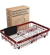 MAJALiS Red Dish Drying Rack Over The Sink with Utensil Holder | Expandable Stainless Steel Dish ...