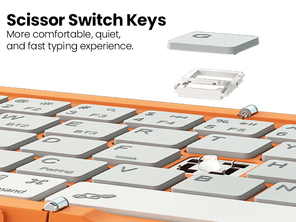 Scissor Switch Keys, more comfortable, quiet,and fast typing experience.