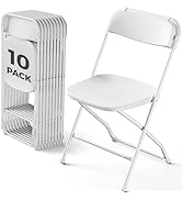 MAKE CHANGES Plastic Folding Chair 10 Pack, White Foldable Chairs with 350 lbs Capacity, Indoor O...