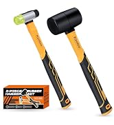 2-Piece Rubber Mallet Hammer Set, 8oz Rubber Hammer Mallet & 25mm Double-Faced Soft Mallet, Shock...