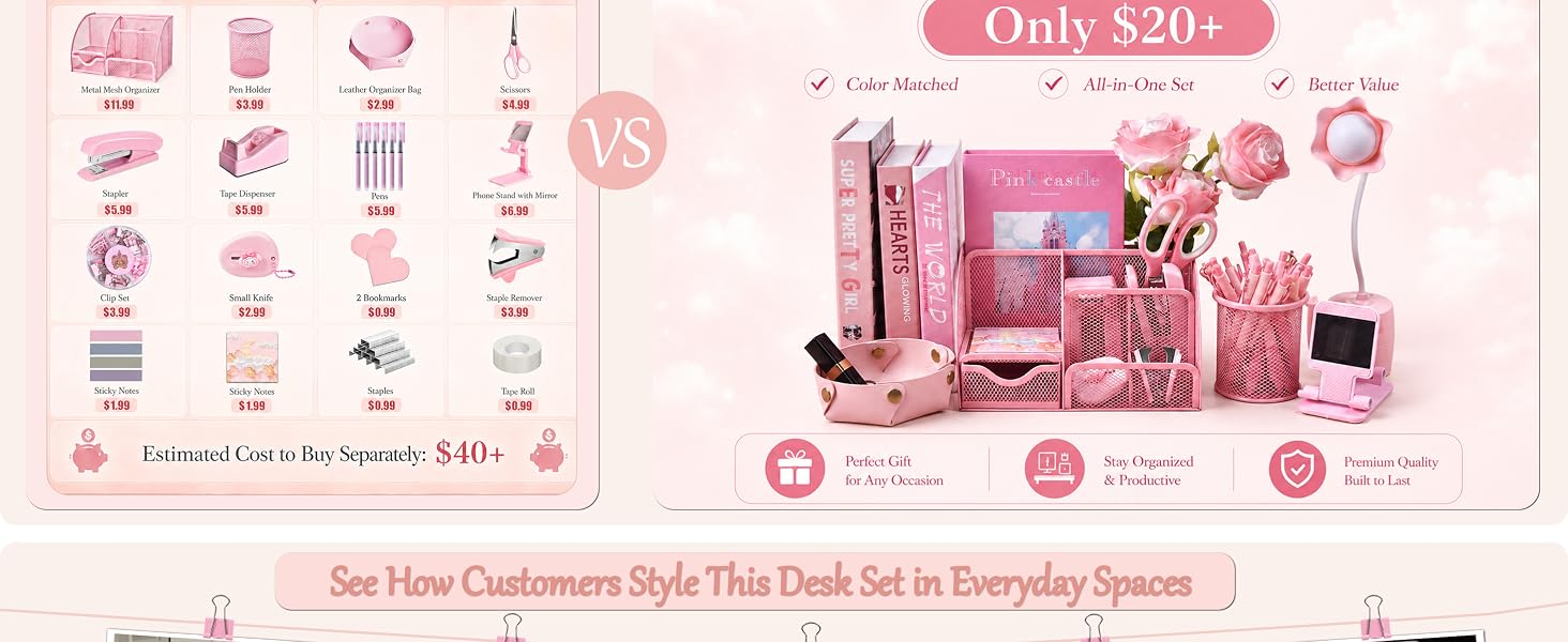 Pink Desk Accessories