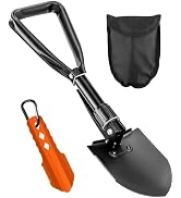 PLACHIDAY Camping Shovel Set, 3-in-1 Ultra-Light Aluminum Mini Shovel & 18.5'' Folding High Carbo...