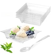 piopiocoing 100 Pack 1 oz mini Square Dessert Plates for Appetizers,Mini Plastic Plates with Spoo...
