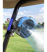 BOYISEN Magnetic Golf Cart Fan with Mister, 12000mAh Battery Portable Fan