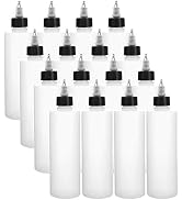 Bekith 16 Pack 8oz Plastic Squeeze Bottles with Twist Top Caps, Empty Boston Dispensing Bottles f...