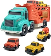 Aigitoy 4 Pcs Toddler Car Toys for 2 3 4 5 Years Old, Carrier Truck 3 in 1 Transport Pickup Truck...
