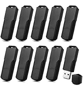 8GB USB Flash Drives 10 Pack, Sleek Matte Black Thumb Drives with Lanyards, Portable USB 2.0 Memo...