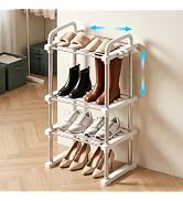 BLULEE Expandable Shoe Rack,Adjustable Height Boot Organizer,3-Tier | Vertical Shoe Rack for Clos...