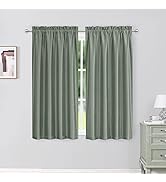 Chyhomenyc Uptown Sage Green Faux Silk Window Curtains for Living Room, 2 Panels Slub Textured Cu...