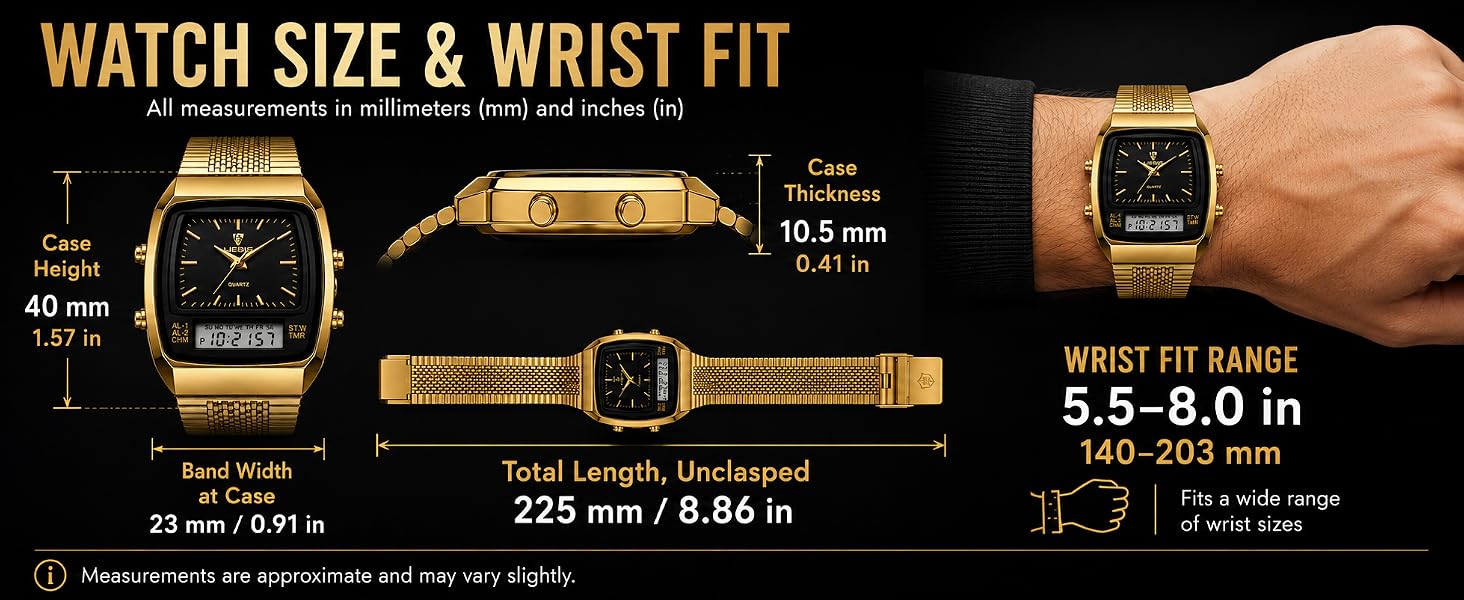 FANMIS Men's Watches Multifunction Square Dual Display Sport Watch for Men