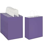Oikss 100 Pack 10x5x13 Purple Kraft Paper Bags with Handles Bulk for Birthday Party Favors Grocer...