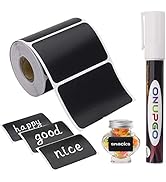 ONUPGO Chalkboard Labels-180pcs Waterproof Reusable Blackboard Stickers with 1 Liquid Chalk Marke...