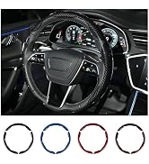 Hiseanllo Carbon Fiber Steering Wheel Cover 3PCS Set – Anti-Slip, Scratch-Resistant, Universal Fi...