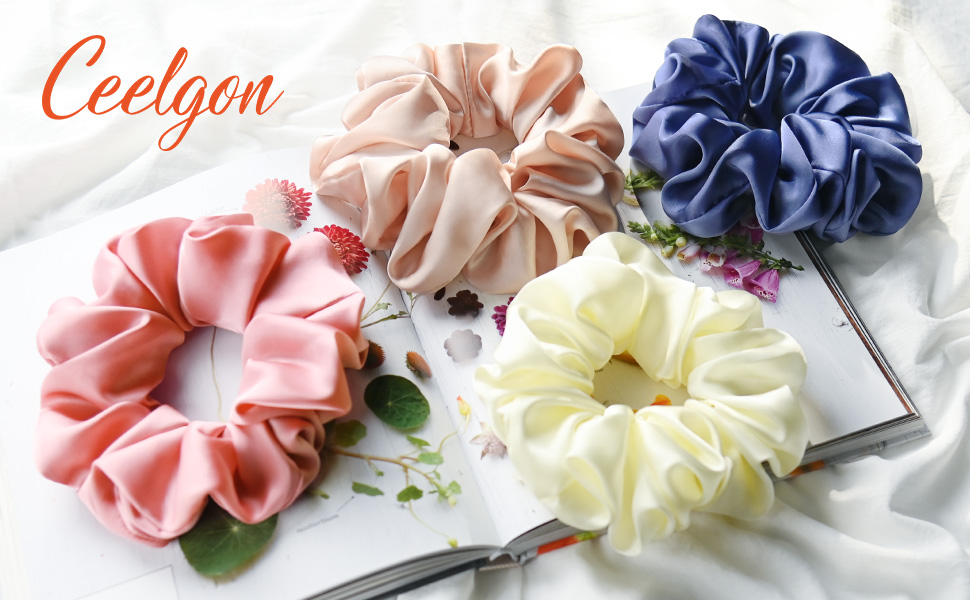 jumbo soft satin scrunchies