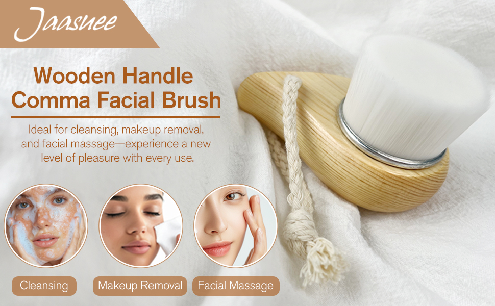 Wooden handle comma facial brush