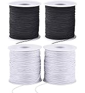 Stretchy String for Bracelets, 4 Rolls 1 mm Sturdy Elastic String Elastic Cord for Jewelry Making...