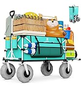 Navatiee 260L Beach Wagon with Extended Tailgate, 440lbs Heavy Duty Beach Cart with 9” Big Balloo...