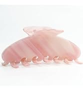 MAORULU Pink Woodgrain Acetate Hair Claw Clip for Women Girls, 4 Inch Large Cute French Banana Cl...
