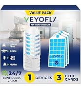 VEYOFLY Fruit Fly Trap Indoor (1 Device + 3 Refills), Gnat Catcher, Plug-in Light Insect Trap for...
