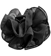 1Pc Black Large Chiffon Claw,Clip Hair Bow Large Size Fabric Ribbon Flower Rose For Women Clamps ...