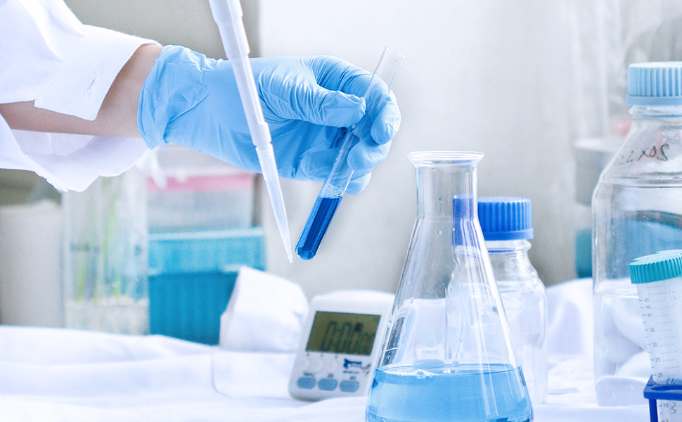 Purism 4 mil Nitrile food grade gloves used in lab experiment and testing.