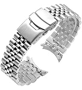 Juntan Stainless Steel Curved Ends Tapered 20mm 22mm 23mm 24mm Metal Watch Band Flexible Watch St...