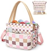 DALINDA Crochet Bag Organizer,Yarn Bag and Tote- Yarn Storage with Multiple Pockets for Crochet S...