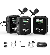 SYNCO Wireless Lavalier Microphone, G2(A2) 2.4G Dual Transmitter 48KHz 24Bit Lapel Mic 656FT 8H f...