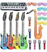 GuassLee Inflatable Rock Star Toy Set, 18 Pack Inflatable Party Props - 4 Inflatable Guitar, 6 Mi...
