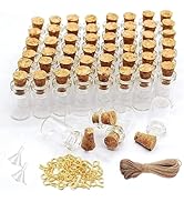 Sxminer 0.5ml Mini Small Glass Bottles with Cork Stoppers Tiny Glass Jars 20 Meters Twines Eye Sc...