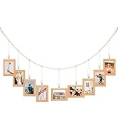 jijAcraft 5 Feet Hanging Photo Display with Clothespins, Wooden Beads Garland with Photo Clip and...