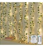 JMEXSUSS 200 LED Ivy Vine Lights, Fairy Curtain Lights USB & Battery Operated with Remote, 6.5x6....