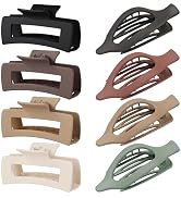 CHANDAT Hair Clips for Women 4.3 Inch Large Hair Claw Clips 8 pcs Square Claw Clips & Flat Hair C...