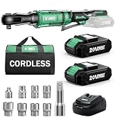 KIMO 20V Cordless Ratchet Wrench 3/8 Set, 74 Ft-lbs 400 RPM Electric Ratchet Wrench, Battery Powe...