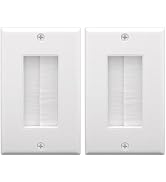 VCE Brush Wall Plate for Low Voltage Cables, White, 2-Pack | Single Gang | Low Voltage Cables | W...