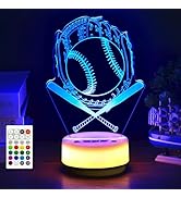 KYMELLIE Baseball Gifts Night Light for Kids-Sports Baseballs Decor Bedside Lamp for Baseball Fan...