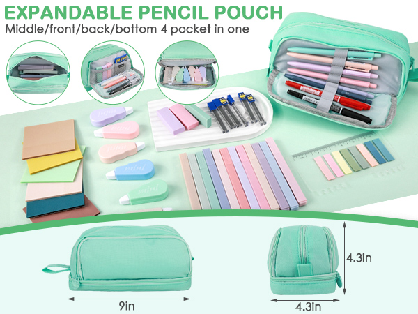 school supplies aesthetic stationery set mechanical pencil case pouch bag gel pens refills marker