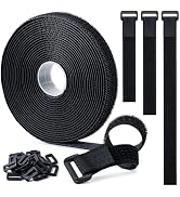 0.8" x16Ft Hook and Loop Straps with 25 Plastic Buckles, Adjustable Fastening Cable Straps, Free ...